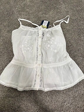 Universal Thread Embroidered Cami White Floral Lace Trim Camisole